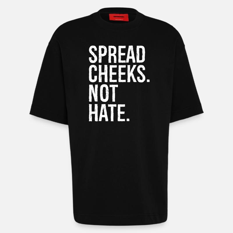spread cheeks not hate - Heavyweight T-Shirt - made by SPREAD  - SOLID BLACK