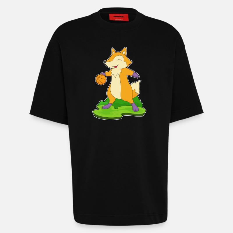 Fox Basketteur Basketteur - T-shirt bio épais oversize fabriqué en UE - SOLID BLACK