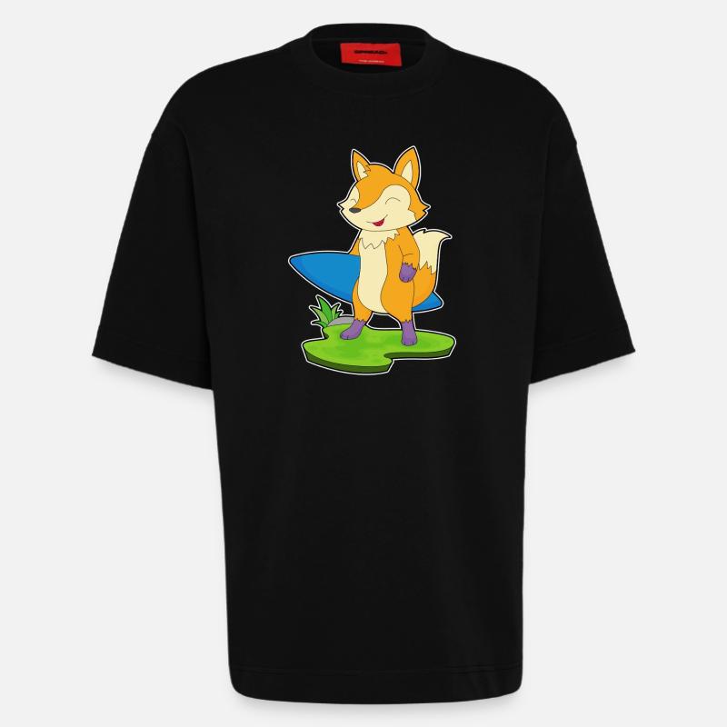 Fuchs Surfer Surfbrett - Heavyweight T-Shirt - made by SPREAD  - SOLID BLACK