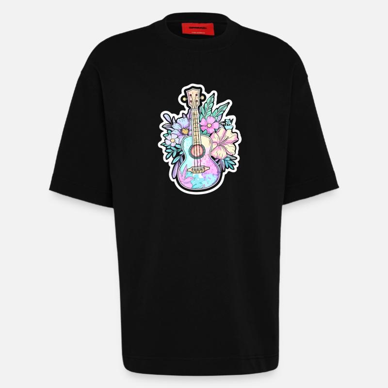 Ukulele Comic-Stil - Heavyweight T-Shirt - made by SPREAD  - SOLID BLACK