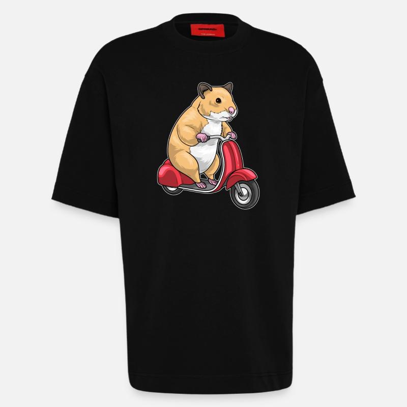 Hamster Motorroller - Heavyweight T-Shirt - made by SPREAD  - SOLID BLACK