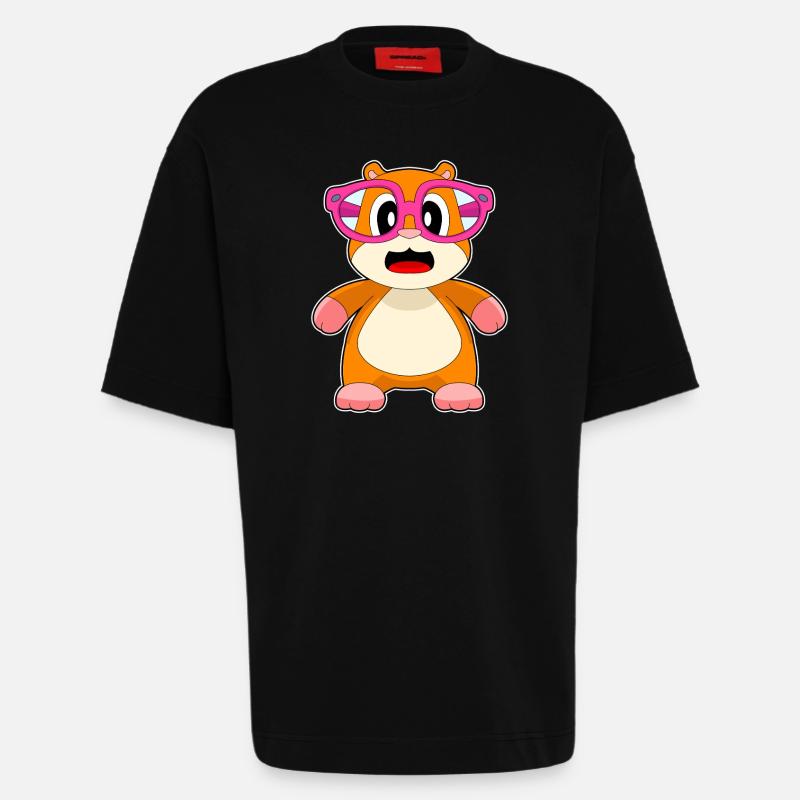 Hamster Brille - Heavyweight T-Shirt - made by SPREAD  - SOLID BLACK