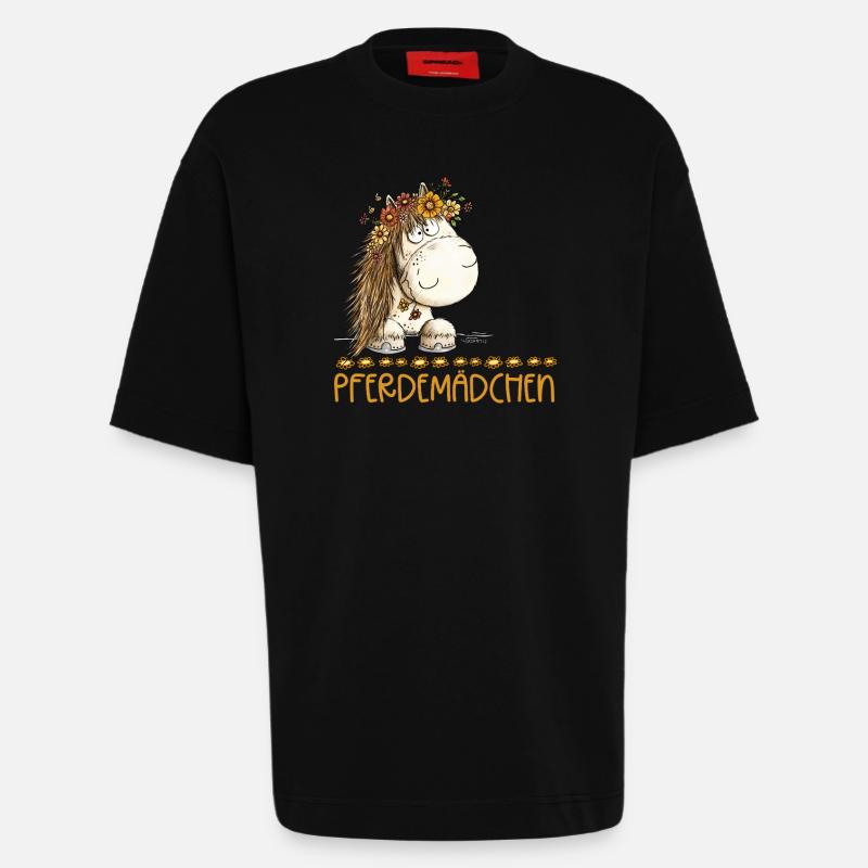 Pferdemädchen Spruch Mit Süßem Pferd - Heavyweight T-Shirt - made by SPREAD  - SOLID BLACK