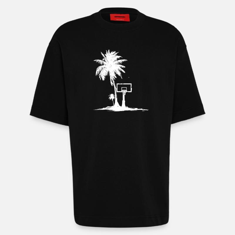 Graphique de panier de basket - T-shirt bio épais oversize fabriqué en UE - SOLID BLACK