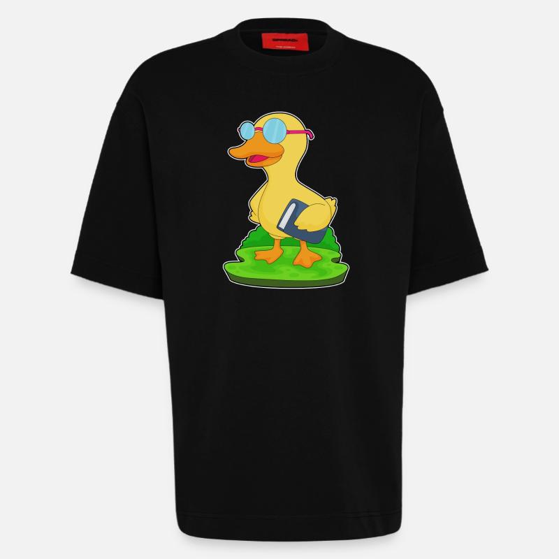 Duck Nerd Book Glasses - Heavyweight T-Shirt - made by SPREAD - SOLID BLACK