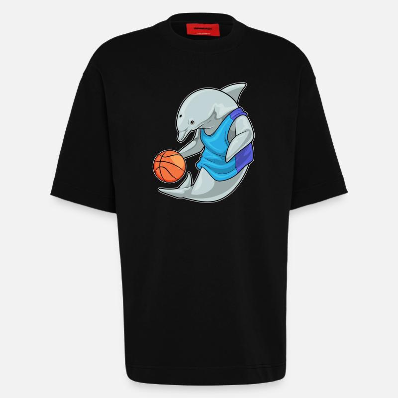 Dolphin Basketteur Basketteur - T-shirt bio épais oversize fabriqué en UE - SOLID BLACK
