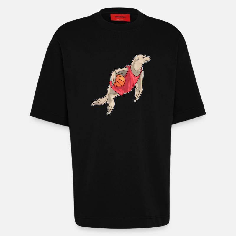 Seal Basketteur Basketteur - T-shirt bio épais oversize fabriqué en UE - SOLID BLACK
