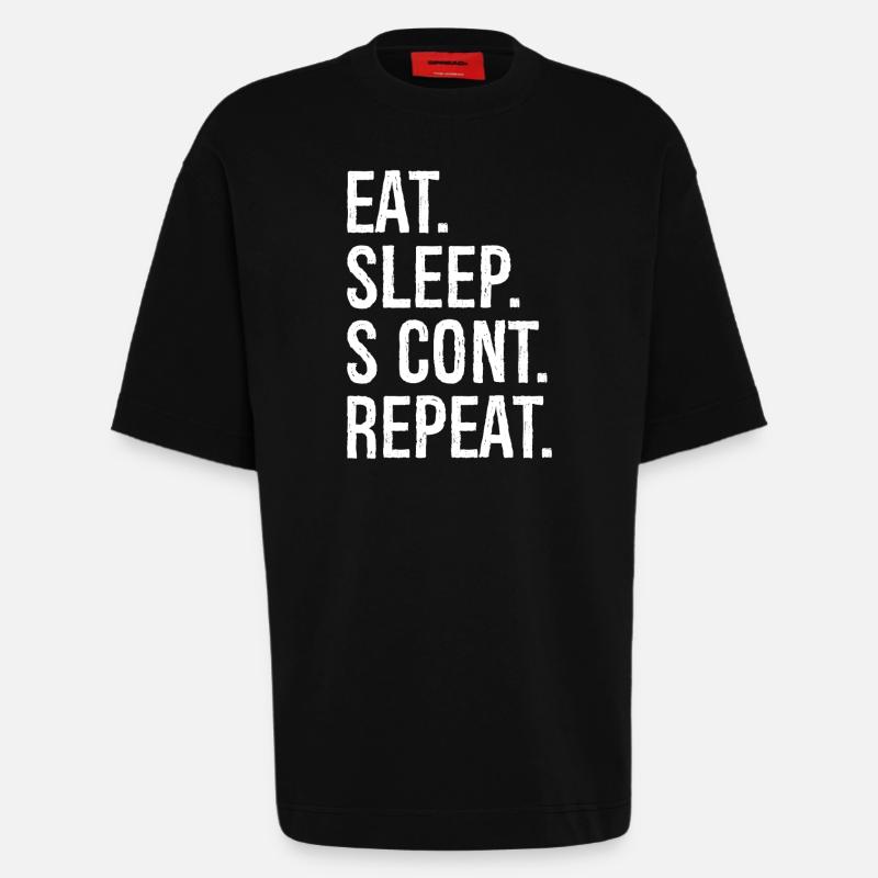 eat sleep s cont repeat - Heavyweight T-Shirt - made by SPREAD  - SOLID BLACK
