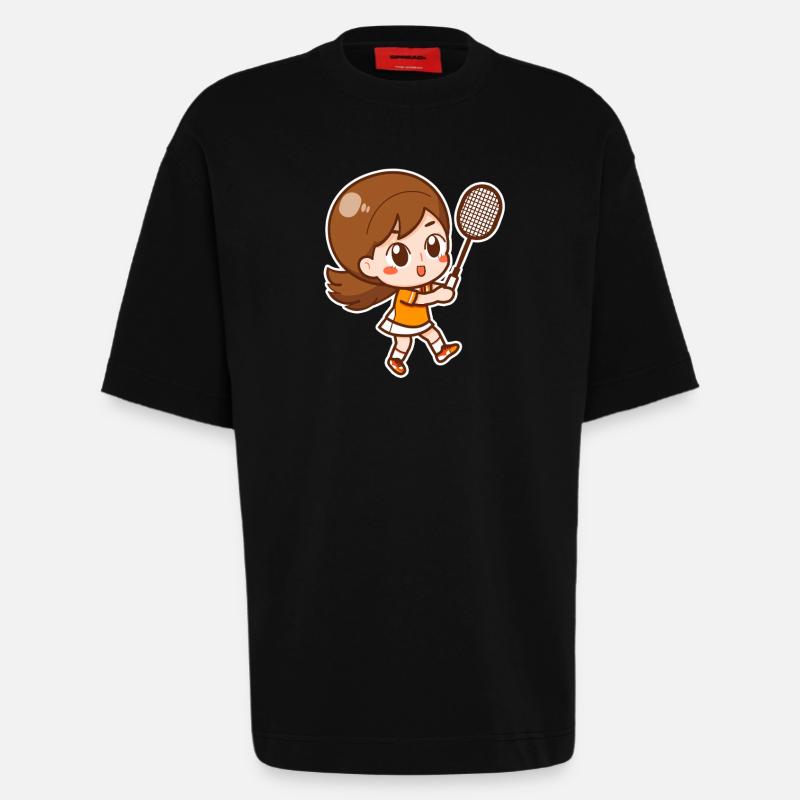 Badminton Mädchen - Heavyweight T-Shirt - made by SPREAD  - SOLID BLACK