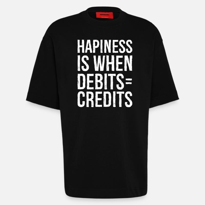 hapiness is when debits credits - Heavyweight T-Shirt - made by SPREAD - SOLID BLACK