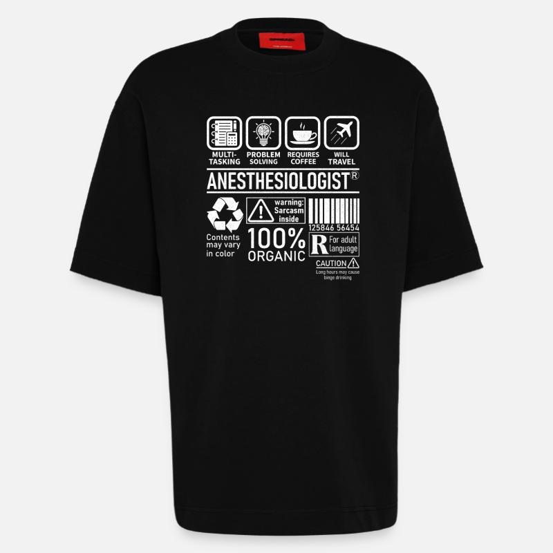 Anesthésiste multitâche résolution de problèmes - T-shirt bio épais oversize fabriqué en UE - SOLID BLACK