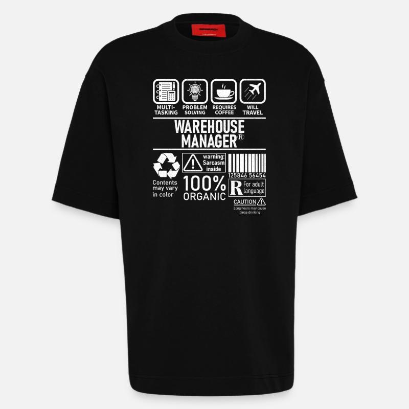 Résolution de problèmes multitâches Warehouse Manager - T-shirt bio épais oversize fabriqué en UE - SOLID BLACK