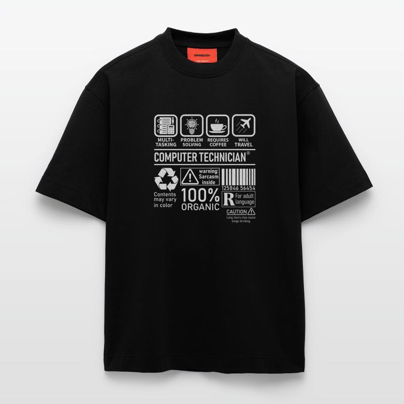 Technicien en informatique multitâche résolution de problèmes T-shirt bio épais oversize fabriqué en UE