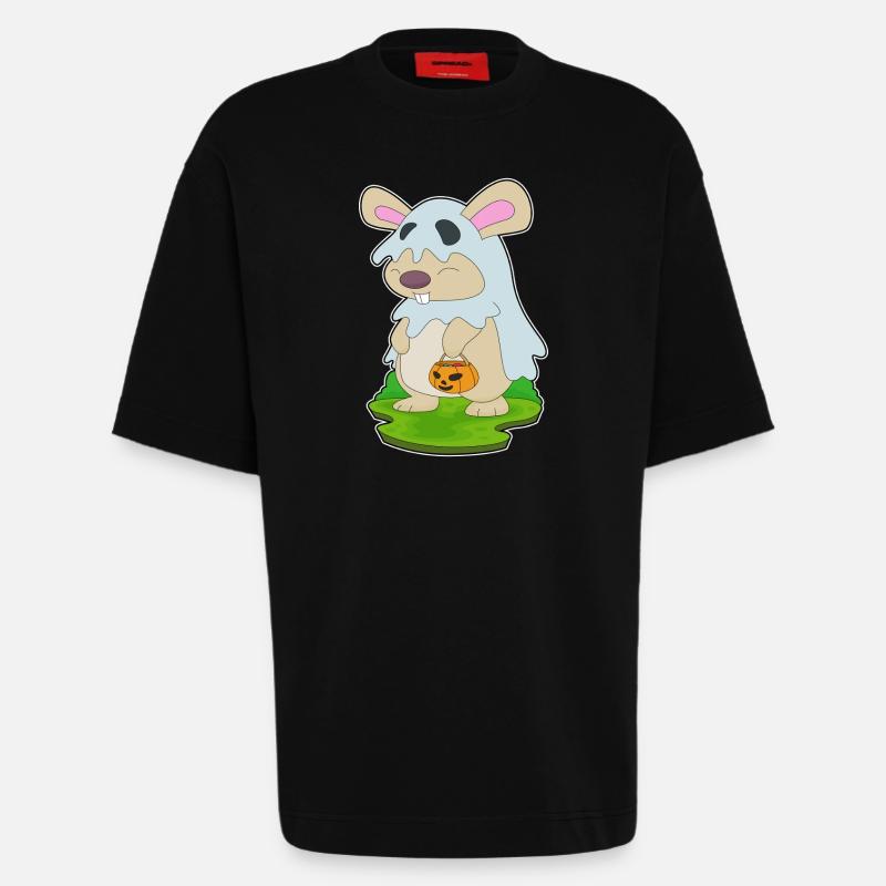Bunny Halloween Ghost - Heavyweight T-Shirt - made by SPREAD - SOLID BLACK