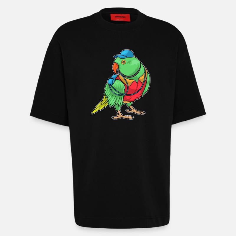 Parrot Referee Whistle - Heavyweight T-Shirt - made by SPREAD - SOLID BLACK