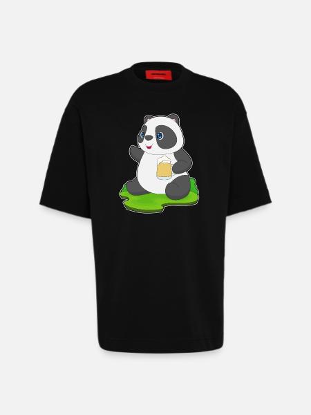 Bière Panda - T-shirt bio épais oversize fabriqué en UE - SOLID BLACK