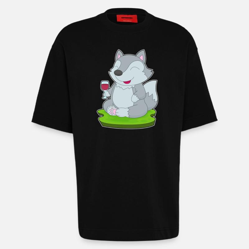 Wolf Red Wine - Heavyweight T-Shirt - made by SPREAD  - SOLID BLACK