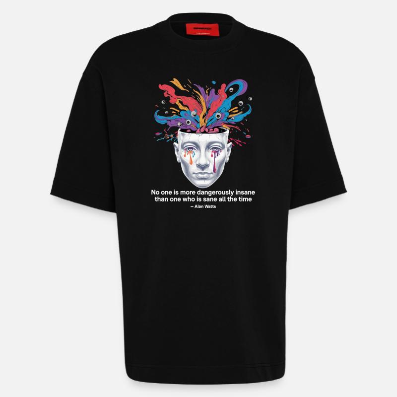 Mind Unleashed | Watts Psychedelic Insight - T-shirt bio épais oversize fabriqué en UE - SOLID BLACK