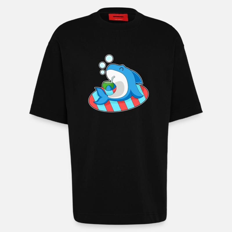 Requin Été Noix de - T-shirt bio épais oversize fabriqué en UE - SOLID BLACK