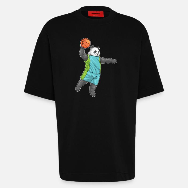 Panda Basketteur Basketteur - T-shirt bio épais oversize fabriqué en UE - SOLID BLACK