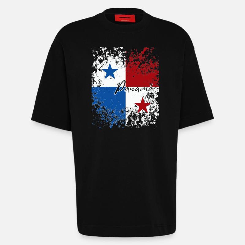 Fierté panaméenne, drapeau panaméen - T-shirt bio épais oversize fabriqué en UE - SOLID BLACK