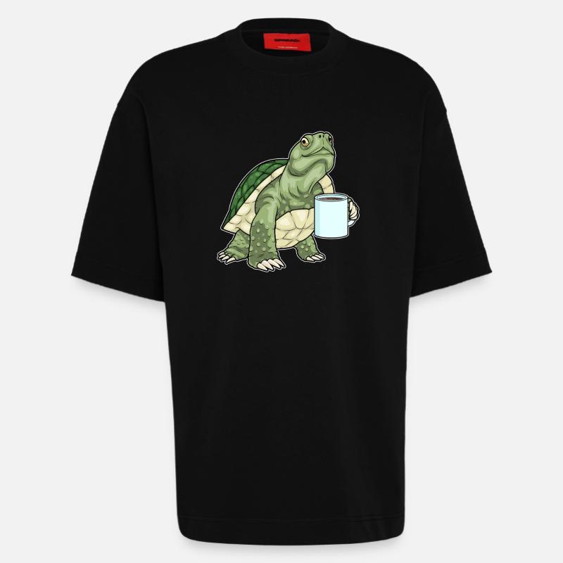 Turtle Coffee Mug - Heavyweight T-Shirt - made by SPREAD  - SOLID BLACK