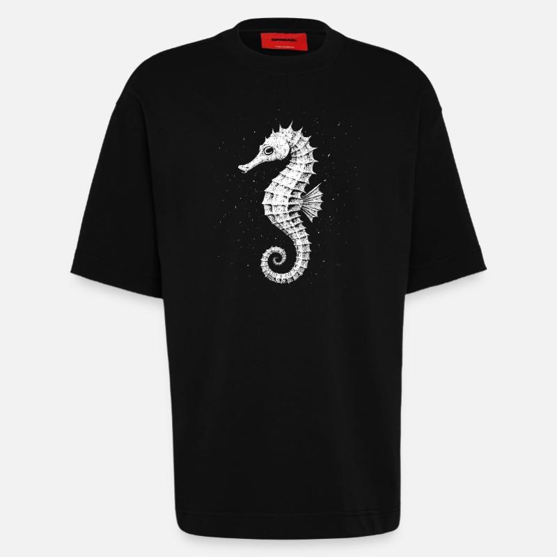 Sea horse - Heavyweight T-Shirt - made by SPREAD  - SOLID BLACK