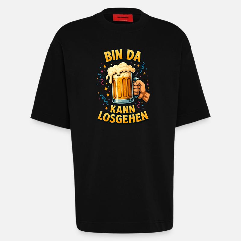 Bier Bierflasche Bierzelt Bierkrug Biergarten - Heavyweight T-Shirt - made by SPREAD  - SOLID BLACK