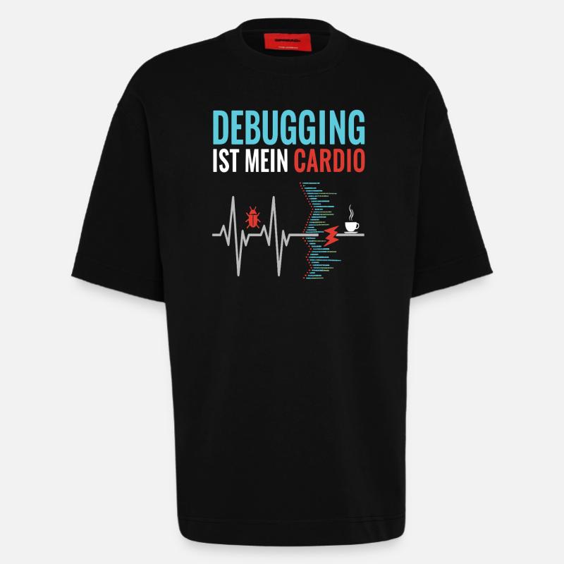 Debugging ist mein Cardio - Programmierer Nerd - Heavyweight T-Shirt - made by SPREAD  - SOLID BLACK
