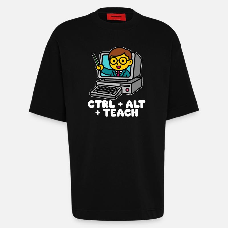 CTRL + ALT + TEACH - CADEAU ENSEIGNANT - T-shirt bio épais oversize fabriqué en UE - SOLID BLACK