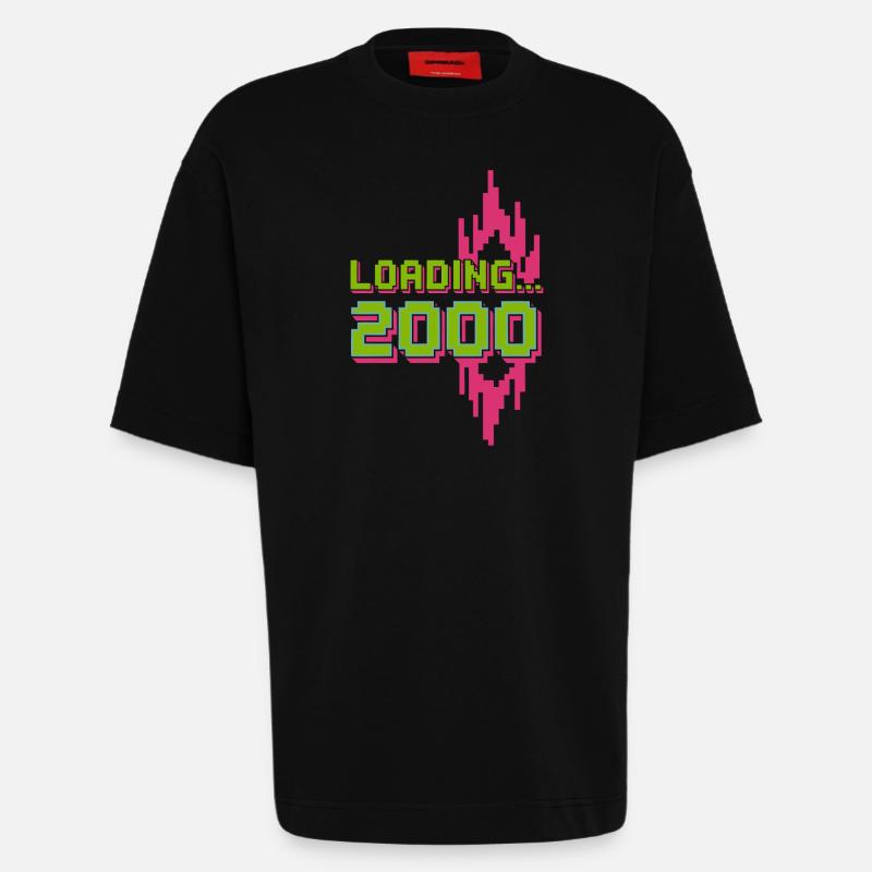 Retro Pixel Loading 2000 Design - Heavyweight T-Shirt - made by SPREAD  - SOLID BLACK