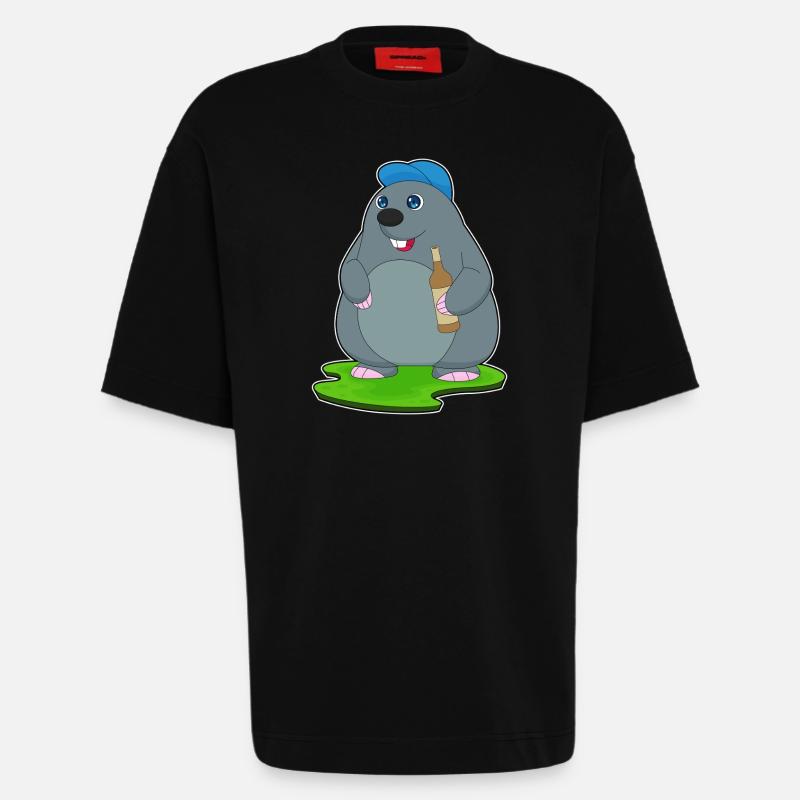 Bouteille de bière Mole - T-shirt bio épais oversize fabriqué en UE - SOLID BLACK