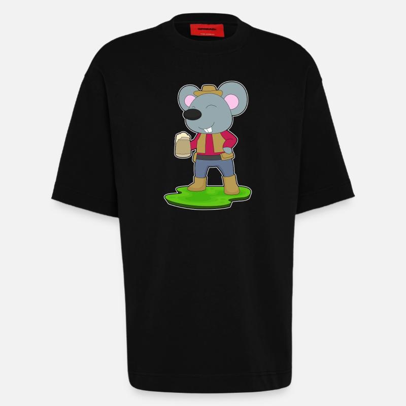 Maus Bierkrug Bier - Heavyweight T-Shirt - made by SPREAD  - SOLID BLACK