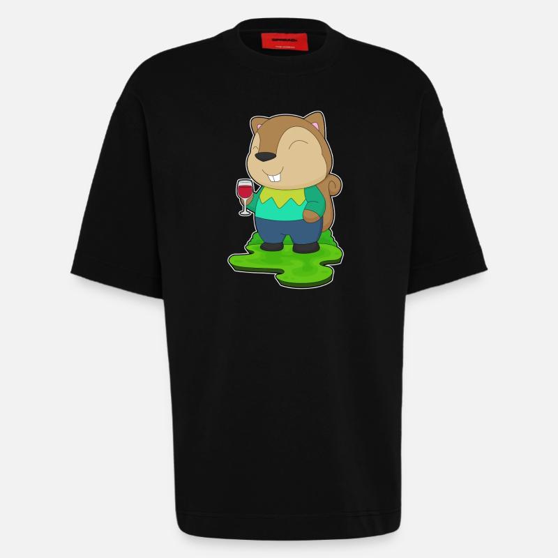 Eichhörnchen Rotwein - Heavyweight T-Shirt - made by SPREAD  - SOLID BLACK