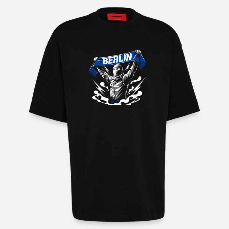 Stilisierte Neon-Graffiti Berlin Szene - Heavyweight T-Shirt - made by SPREAD  - SOLID BLACK