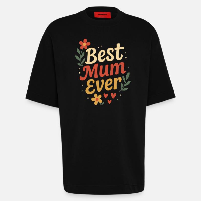 Perfektes Mutter-Design mit Blumen und Herzen - Heavyweight T-Shirt - made by SPREAD - SOLID BLACK