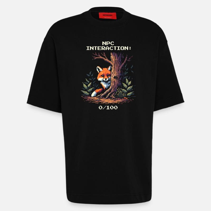 NPC Interaction: 0/100 | Introversion humor - Heavyweight T-Shirt - made by SPREAD - SOLID BLACK
