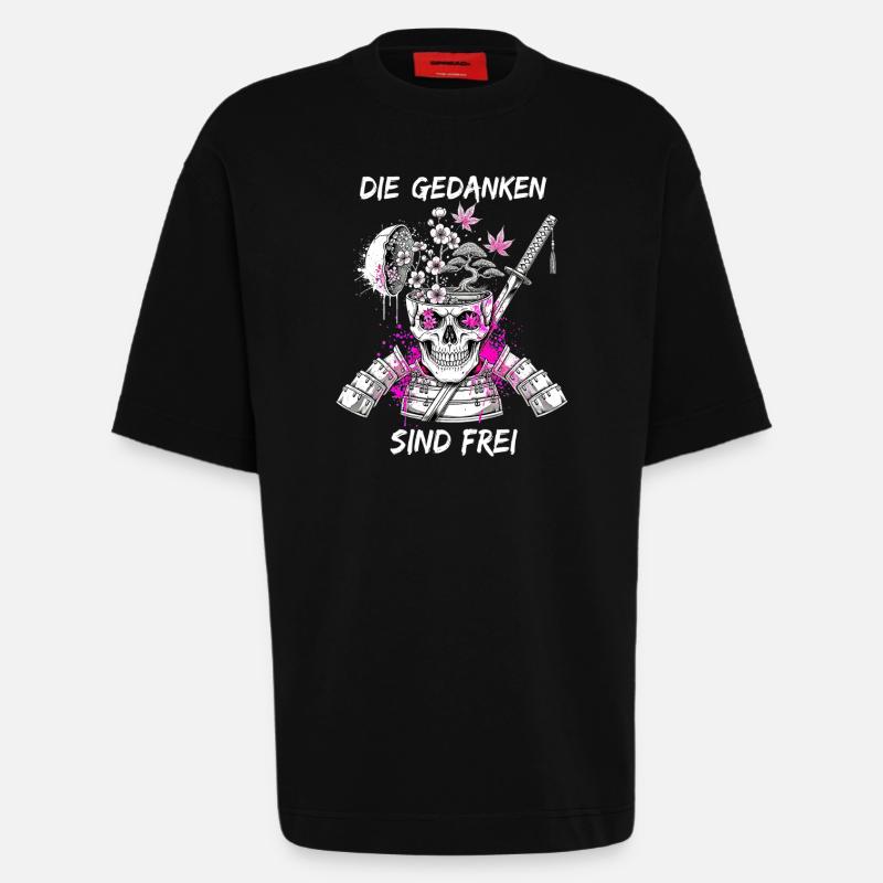 Warrior Skull Samurai - Heavyweight T-Shirt - made by SPREAD  - SOLID BLACK