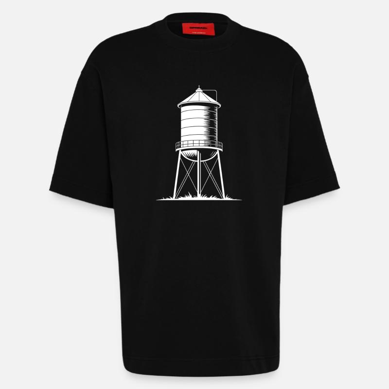 Wasserturm-Tank mit erhöhtem Trinkwasser - Heavyweight T-Shirt - made by SPREAD  - SOLID BLACK
