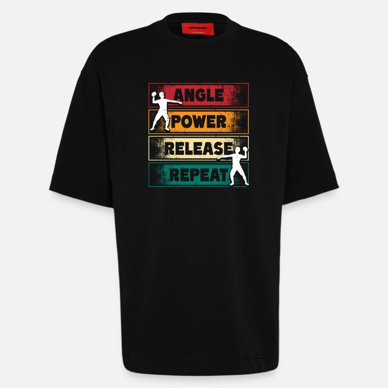 Kugelstoßen Kugelstoß Angle Power Release - Heavyweight T-Shirt - made by SPREAD  - SOLID BLACK