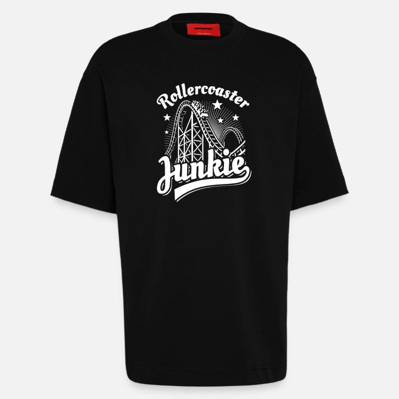 Rollercoaster Junkie - Achterbahn - Looping - Heavyweight T-Shirt - made by SPREAD  - SOLID BLACK