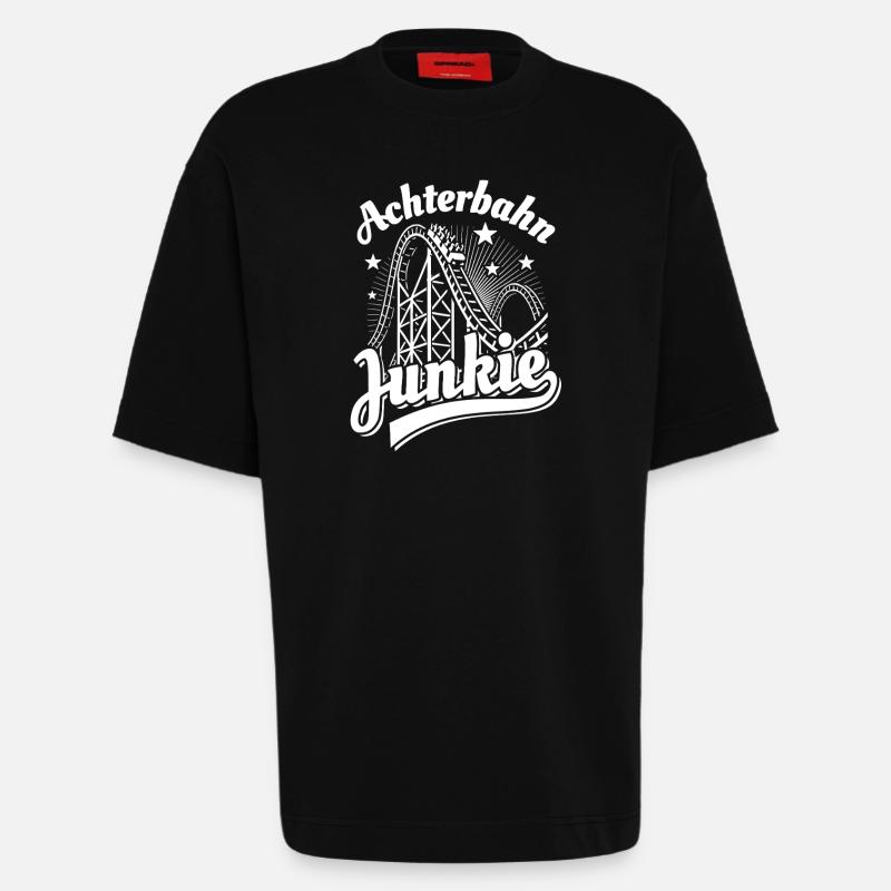 Roller Coaster Junkie - Parc d'attractions - Looping - T-shirt bio épais oversize fabriqué en UE - SOLID BLACK