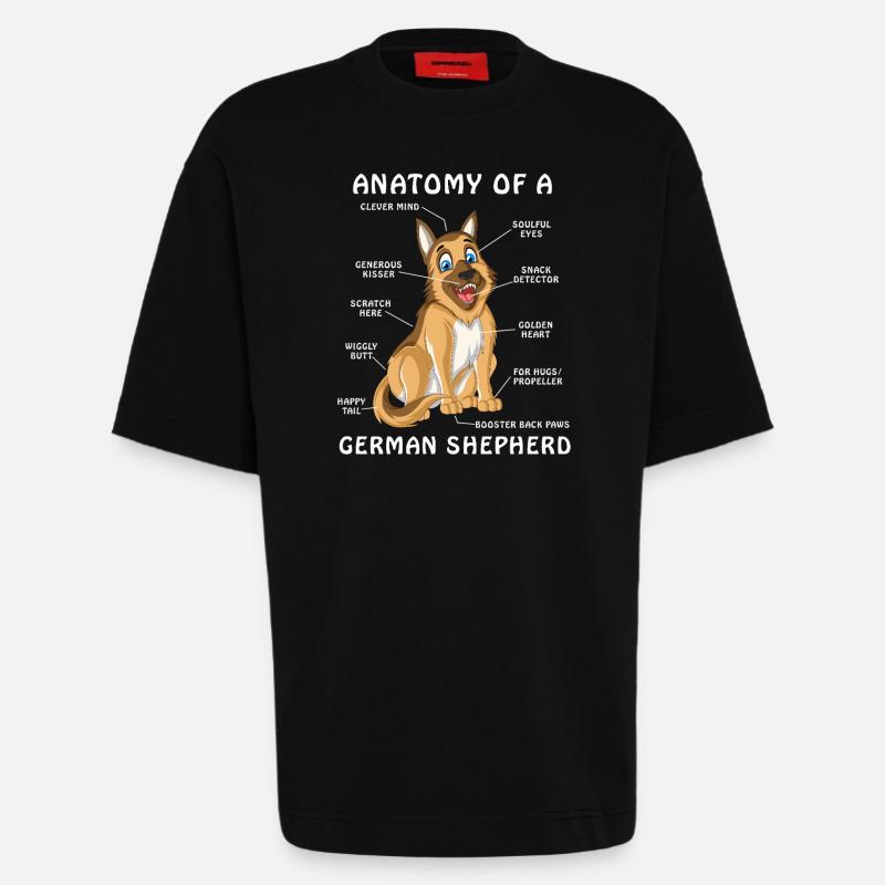 Anatomie des Deutschen Schäferhundes - Heavyweight T-Shirt - made by SPREAD  - SOLID BLACK