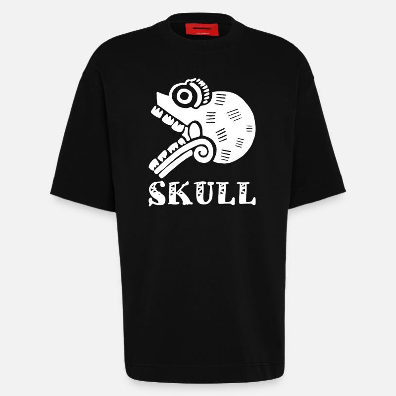 Weißer Stammesschädel - Heavyweight T-Shirt - made by SPREAD - SOLID BLACK