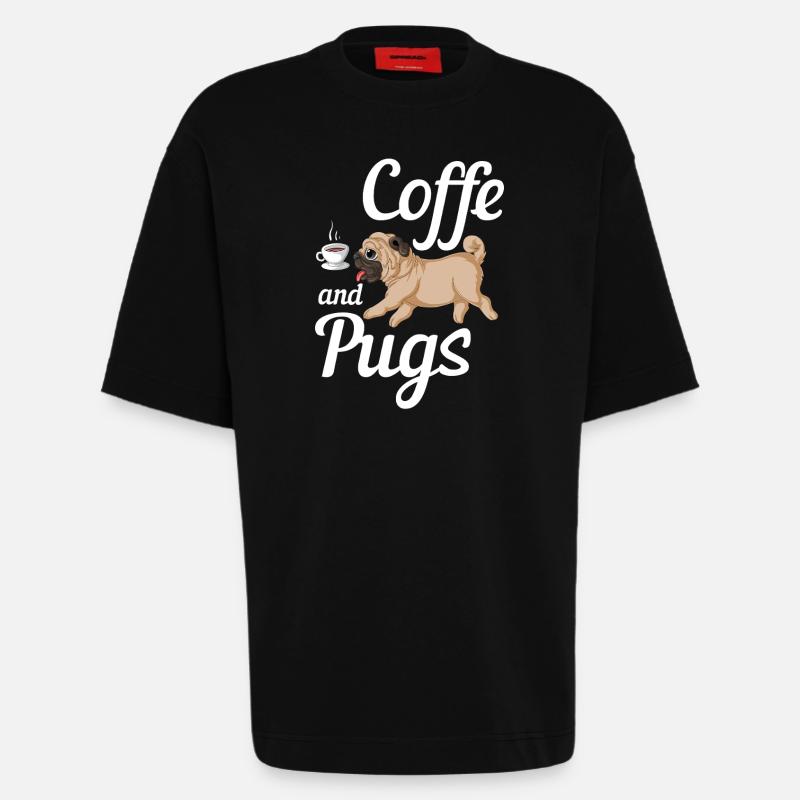 Kaffee und Möpse Tee - Heavyweight T-Shirt - made by SPREAD  - SOLID BLACK