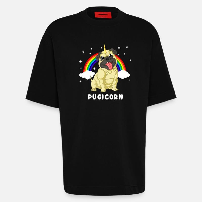 Mops Einhorn - Heavyweight T-Shirt - made by SPREAD  - SOLID BLACK