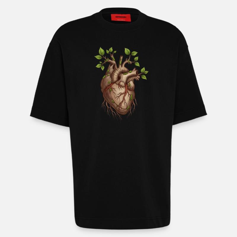 Lebendiges Baumherz - Heavyweight T-Shirt - made by SPREAD  - SOLID BLACK