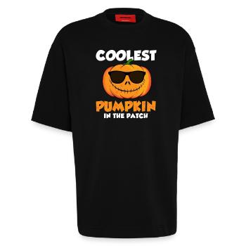 Coolest Pumpkin in the Batch Halloween - Heavyweight T-Shirt - made by SPREAD  - SOLID BLACK - Front - Fiona (171cm)