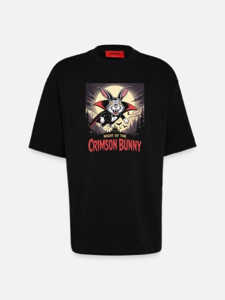 Night of the Crimson Bunny - Bunny Design - Heavyweight T-Shirt - made by SPREAD - SOLID BLACK