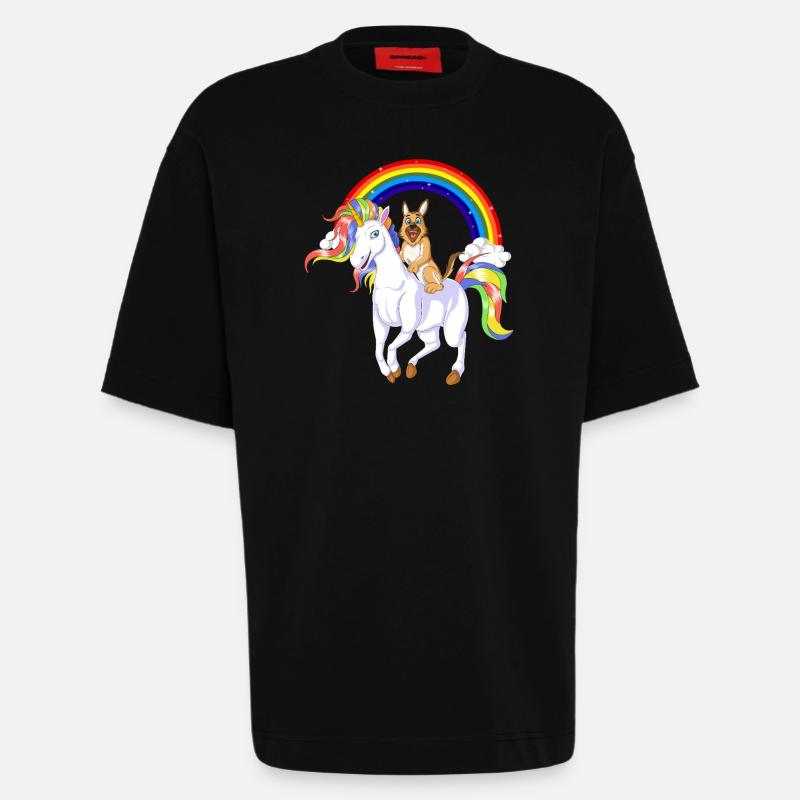 Deutscher Schäferhund Einhorn - Heavyweight T-Shirt - made by SPREAD  - SOLID BLACK